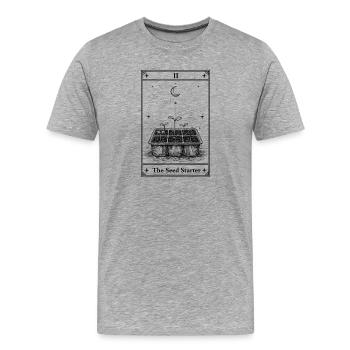 Der Anzüchter | Tarotkarte Garten - Männer Premium Bio T-Shirt - Grau meliert - Vorne - Damien (186cm)