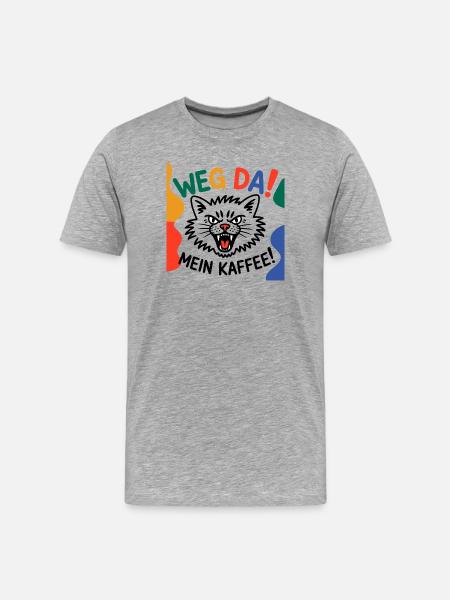 Weg Da mein Kaffee - Männer Premium Bio T-Shirt - Grau meliert
