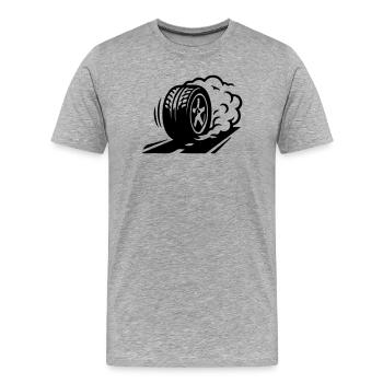 Icône de dérapage de pneus de voiture - T-shirt bio Premium Homme - gris chiné - Devant - Damien (186cm)