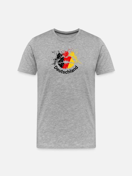 Kissing Lips Deutschland - Männer Premium Bio T-Shirt - Grau meliert