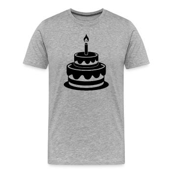 Geburtstagskuchen - Männer Premium Bio T-Shirt - Grau meliert - Vorne - Damien (186cm)