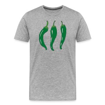 Drei Grüne Chilischoten - Männer Premium Bio T-Shirt - Grau meliert - Vorne - Damien (186cm)