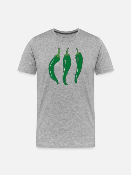 Three green chili peppers - Men's Premium Organic T-Shirt - heather grey