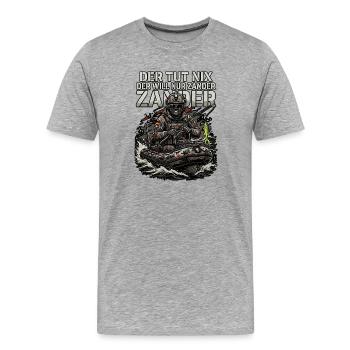 Zander Sportangler - Männer Premium Bio T-Shirt - Grau meliert - Vorne - Damien (186cm)