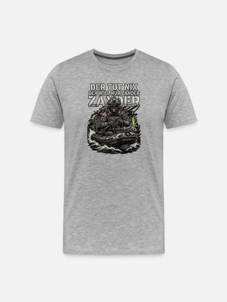 Zander Sportangler - Männer Premium Bio T-Shirt - Grau meliert