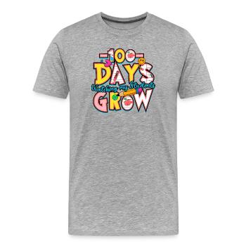 100 Tage: Beobachten, wie meine Schüler wachsen - Männer Premium Bio T-Shirt - Grau meliert - Vorne - Damien (186cm)