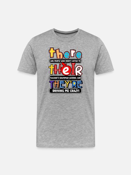 Grammar Rebels Tee - Männer Premium Bio T-Shirt - Grau meliert