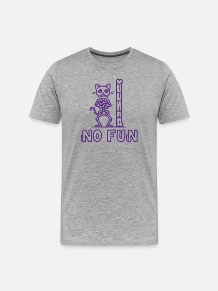 No Fun Saying Skeleton Cat Gothic - Men's Premium Organic T-Shirt - heather grey