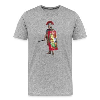 Centurion romain – Guerrier de l’Empire romain - T-shirt bio Premium Homme - gris chiné - Devant - Damien (186cm)
