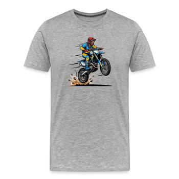 Motocross Sprung - Männer Premium Bio T-Shirt - Grau meliert - Vorne - Damien (186cm)