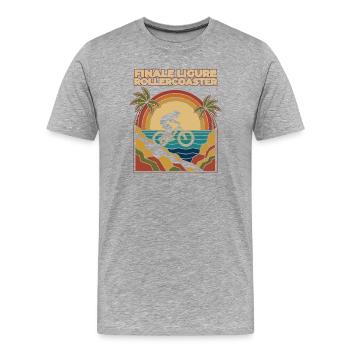 Finale Ligure Achterbahn Retro Enduro MTB - Männer Premium Bio T-Shirt - Grau meliert - Vorne - Damien (186cm)