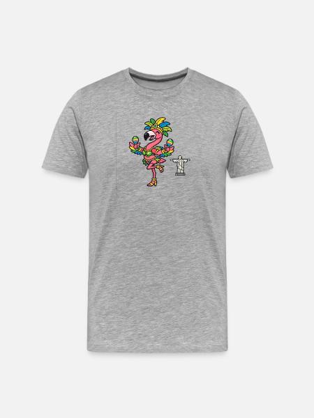 Samba Flamingo with Maracas - Men's Premium Organic T-Shirt - heather grey