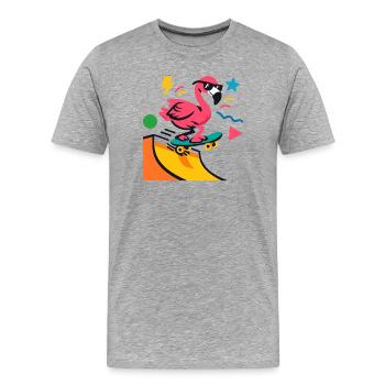 Flamingo Skateboard Neon - Men's Premium Organic T-Shirt - heather grey - Front - Damien (186cm)