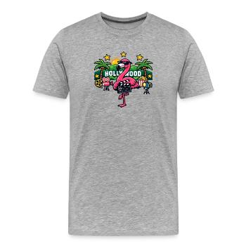 Flamingo Movie Star Hollywood Tropics - Men's Premium Organic T-Shirt - heather grey - Front - Damien (186cm)