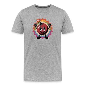 Cheerful cartoon bombshell with rainbow background - Men's Premium Organic T-Shirt - heather grey - Front - Damien (186cm)