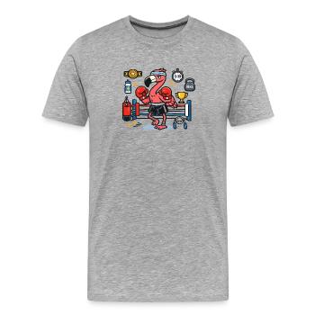 Flamingo Boxkampf im Ring - Männer Premium Bio T-Shirt - Grau meliert - Vorne - Damien (186cm)