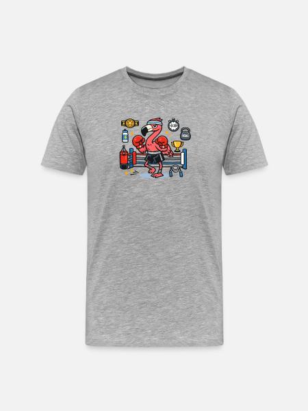 Flamingo Boxkampf im Ring - Männer Premium Bio T-Shirt - Grau meliert