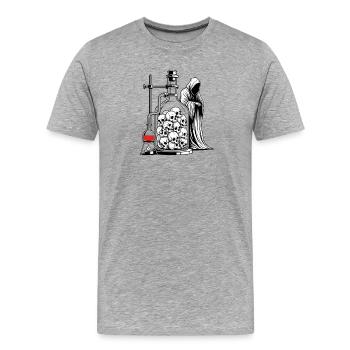Totenkopf-Alchemie-Labor mit Sensenmann-Gotik-Kunst - Männer Premium Bio T-Shirt - Grau meliert - Vorne - Damien (186cm)