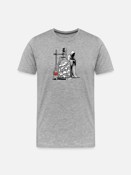 Totenkopf-Alchemie-Labor mit Sensenmann-Gotik-Kunst - Männer Premium Bio T-Shirt - Grau meliert
