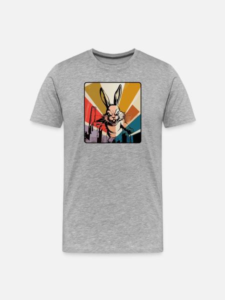 Wütender Hase im Retro Pop-Art - Männer Premium Bio T-Shirt - Grau meliert