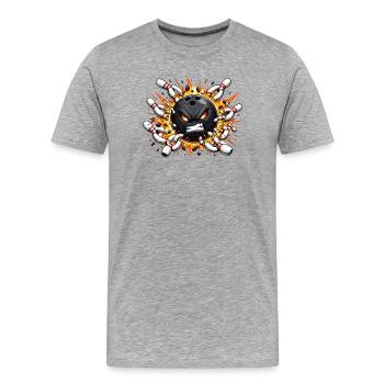 Wütende Bowlingkugel im Explosionsdesign - Männer Premium Bio T-Shirt - Grau meliert - Vorne - Damien (186cm)
