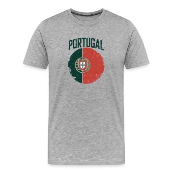 Portugal Flagge Vintage - Männer Premium Bio T-Shirt - Grau meliert - Vorne - Damien (186cm)