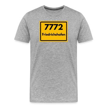 ALTE POSTLEITZAHL 7772 PLZ 88045 FRIEDRICHSHAFEN  - Männer Premium Bio T-Shirt - Grau meliert - Vorne - Damien (186cm)