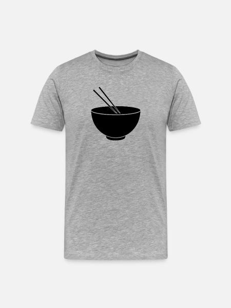 Bowl with Chopsticks - Men's Premium Organic T-Shirt - heather grey