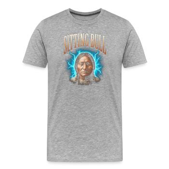 Sitzender Bulle  - Männer Premium Bio T-Shirt - Grau meliert - Vorne - Damien (186cm)