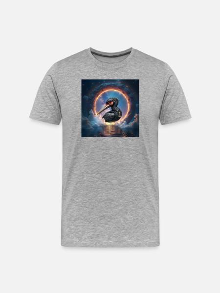 Stellar Ibis with Cosmic Ring - Men's Premium Organic T-Shirt - heather grey