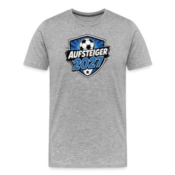 aufsteiger-2027 - Männer Premium Bio T-Shirt - Grau meliert - Vorne - Damien (186cm)