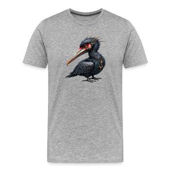 Oiseau mécanique avec collier crâne - T-shirt bio Premium Homme - gris chiné - Devant - Damien (186cm)