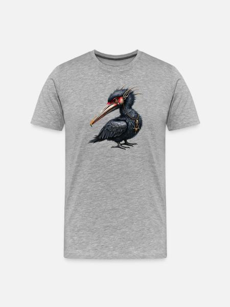 Mechanical bird with skull necklace - Men's Premium Organic T-Shirt - heather grey