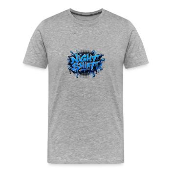 NIGHT SHIFT Graffiti Streetwear Design - Männer Premium Bio T-Shirt - Grau meliert - Vorne - Damien (186cm)