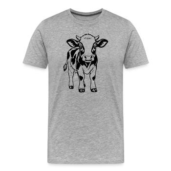 Niedliche Kuh Kalb lustige Geschenke Bauern - Männer Premium Bio T-Shirt - Grau meliert - Vorne - Damien (186cm)