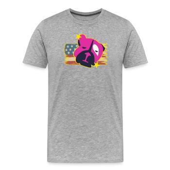 Amerika mit einer Bulldogge - Männer Premium Bio T-Shirt - Grau meliert - Vorne - Damien (186cm)