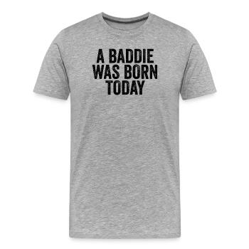 A villain was born today – Birthday Gust - Men's Premium Organic T-Shirt - heather grey - Front - Damien (186cm)