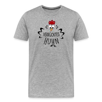 Verrücktes Huhn Lustiges Hühner Design - Männer Premium Bio T-Shirt - Grau meliert - Vorne - Damien (186cm)