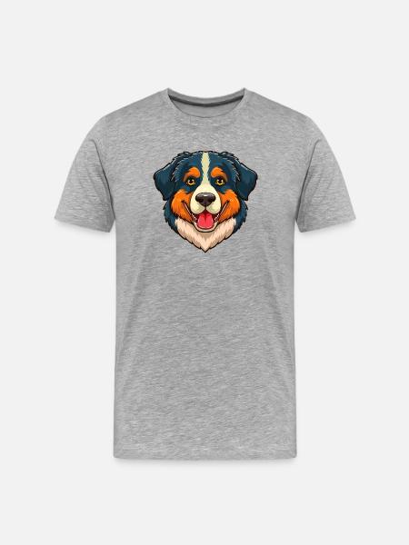 Bernese Mountain Dog (Comic Portrait) - Men's Premium Organic T-Shirt - heather grey