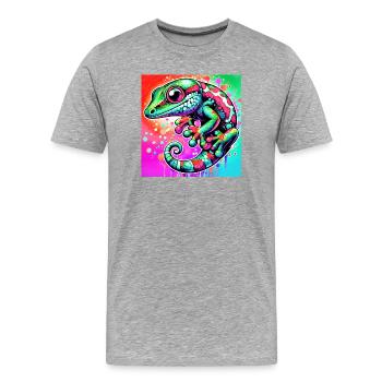 Gecko - T-shirt bio Premium Homme - gris chiné - Devant - Damien (186cm)