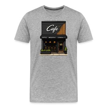 Café-Eck : café, petit-déjeuner, communauté - T-shirt bio Premium Homme - gris chiné - Devant - Damien (186cm)