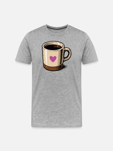 Herzmug mit Rosa Herz Illustration - Männer Premium Bio T-Shirt - Grau meliert