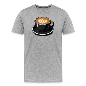 Café Coeur Latte Art - T-shirt bio Premium Homme - gris chiné - Devant - Damien (186cm)