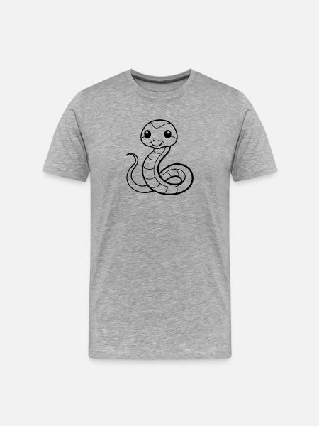 Petit serpent mignon - T-shirt bio Premium Homme - gris chiné