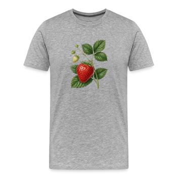 Illustration botanique des fraises dans le style vintage - T-shirt bio Premium Homme - gris chiné - Devant - Damien (186cm)
