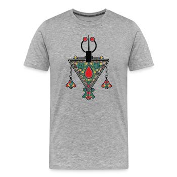 Bijoux de Kabylie - T-shirt bio Premium Homme - gris chiné - Devant - Damien (186cm)