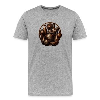 Cercle de motifs des vases africains en argile - T-shirt bio Premium Homme - gris chiné - Devant - Damien (186cm)