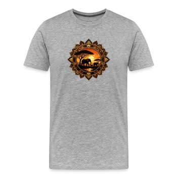 Elefanten Sonnenuntergang Mandala - Männer Premium Bio T-Shirt - Grau meliert - Vorne - Damien (186cm)