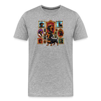 Königsdackel Portraitsammlung - Männer Premium Bio T-Shirt - Grau meliert - Vorne - Damien (186cm)