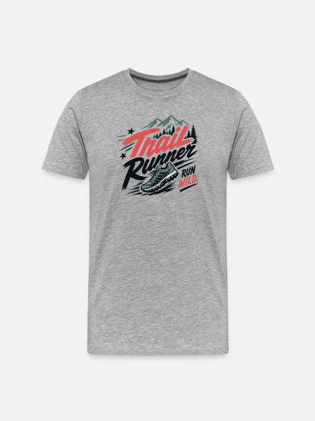 Trailrunner. Run Wild - Männer Premium Bio T-Shirt - Grau meliert
